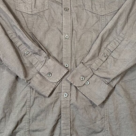 Marc Anthony Slim Fit Long Sleeve Button-Up Shirt Cotton Charcoal Gray Mens L - Picture 3 of 11